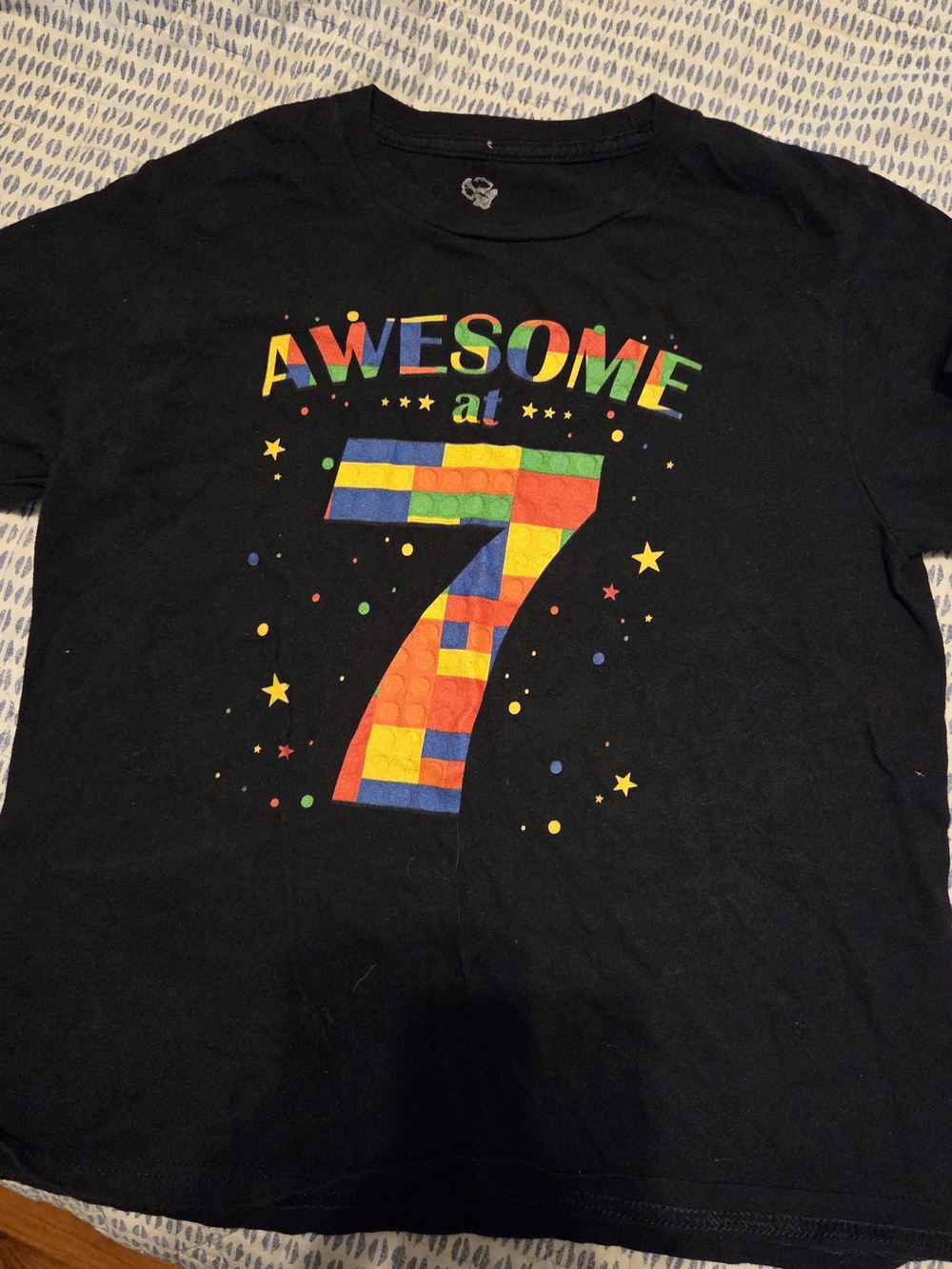 Kids Black 'Awesome at 7' Short Sleeve Tee